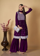 Georgette Salwar Suit in Purple